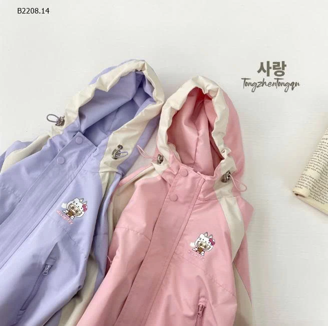 Áo khoác bé gái xuân thu có mũ trùm đầu - si 185k