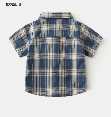 ÁO SƠ MI CỘC TAY BÉ TRAI KÈM CÀ VẠT NHÀ WAPYPY-Sỉ 95k