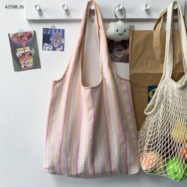 TÚI VẢI KẺ SỌC MÀU PASTEL- sỉ 85k