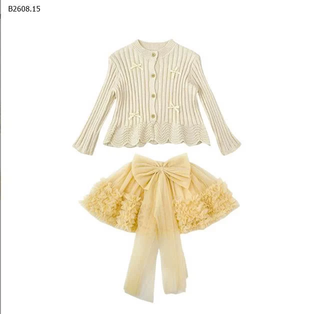 SÉT ÁO LEN+CV TUTU VÀNG CHERRYCOCO-Giá sỉ 257k