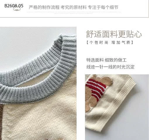 ÁO LEN HOẠ TIẾT HOẠT HÌNH CHO BÉ-Giá sỉ 138k.