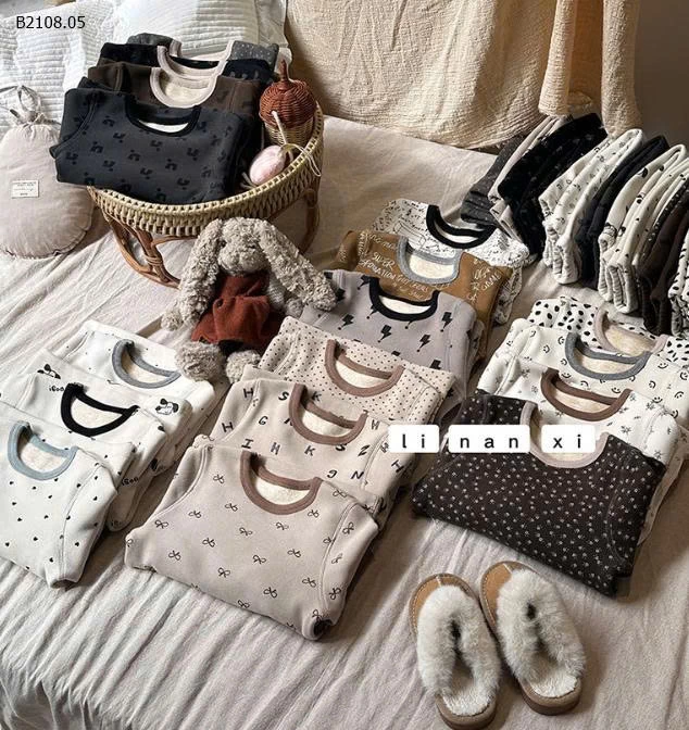 Bộ đồ ngủ bằng vải nhung cho bé trai và bé gái- sỉ 170k/bộ