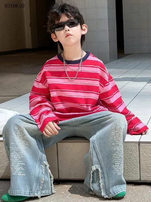 SET ÁO KẺ DÀI TAY MIX QUẦN JEAN CHỮ-Giá sỉ áo: 135k  quần: 169k