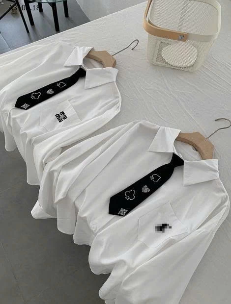 ÁO SƠ MI TRẮNG KÈM CÀ VẠT NỮ-Giá sỉ 154k