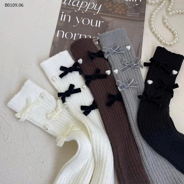 TẤT ỐNG CHÂN ĐÍNH NƠ BG6-Giá sỉ 53k/1 đôi 