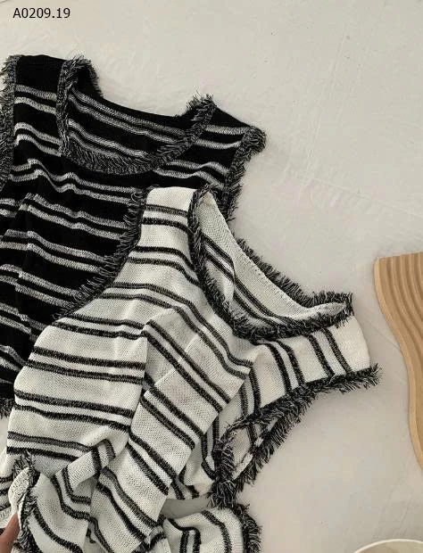 ÁO SÁT NÁCH KẺ SỌC TUA RUA PHONG CÁCH-Giá sỉ 129k