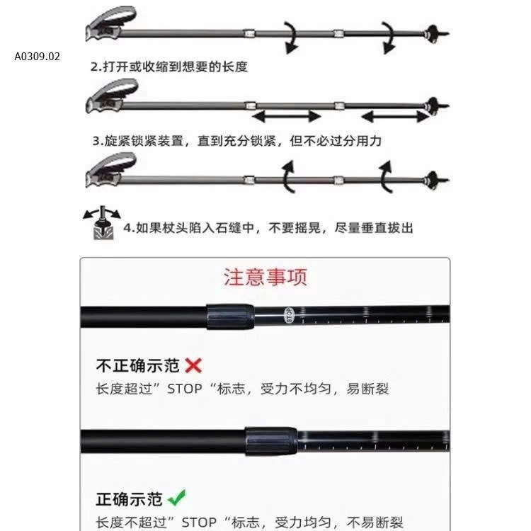 Gậy leo núi hợp kim nhôm- sỉ 155k