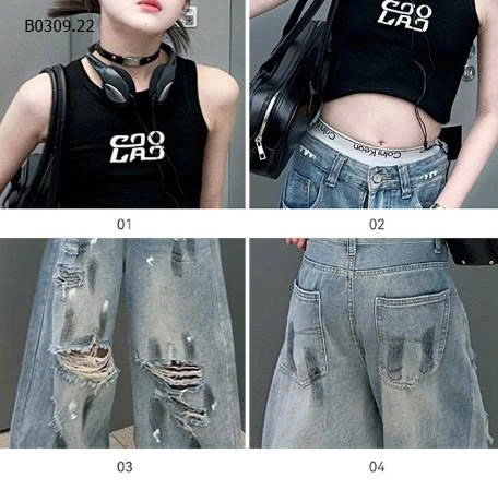 SET ÁO CRT MIX QUẦN JEAN RÁCH BG-Giá sỉ áo: 89k  quần: 215k 