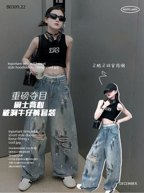 SET ÁO CRT MIX QUẦN JEAN RÁCH BG-Giá sỉ áo: 89k  quần: 215k 