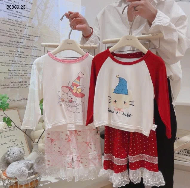 BỘ DÀI TAY CHẤM BI PHỐI REN BG-Giá sỉ 90-130 99k  140-170 113k 