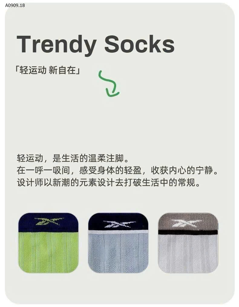 Set 5 đôi tất cao cổ  HÃNG REEBOK-Sỉ 150k