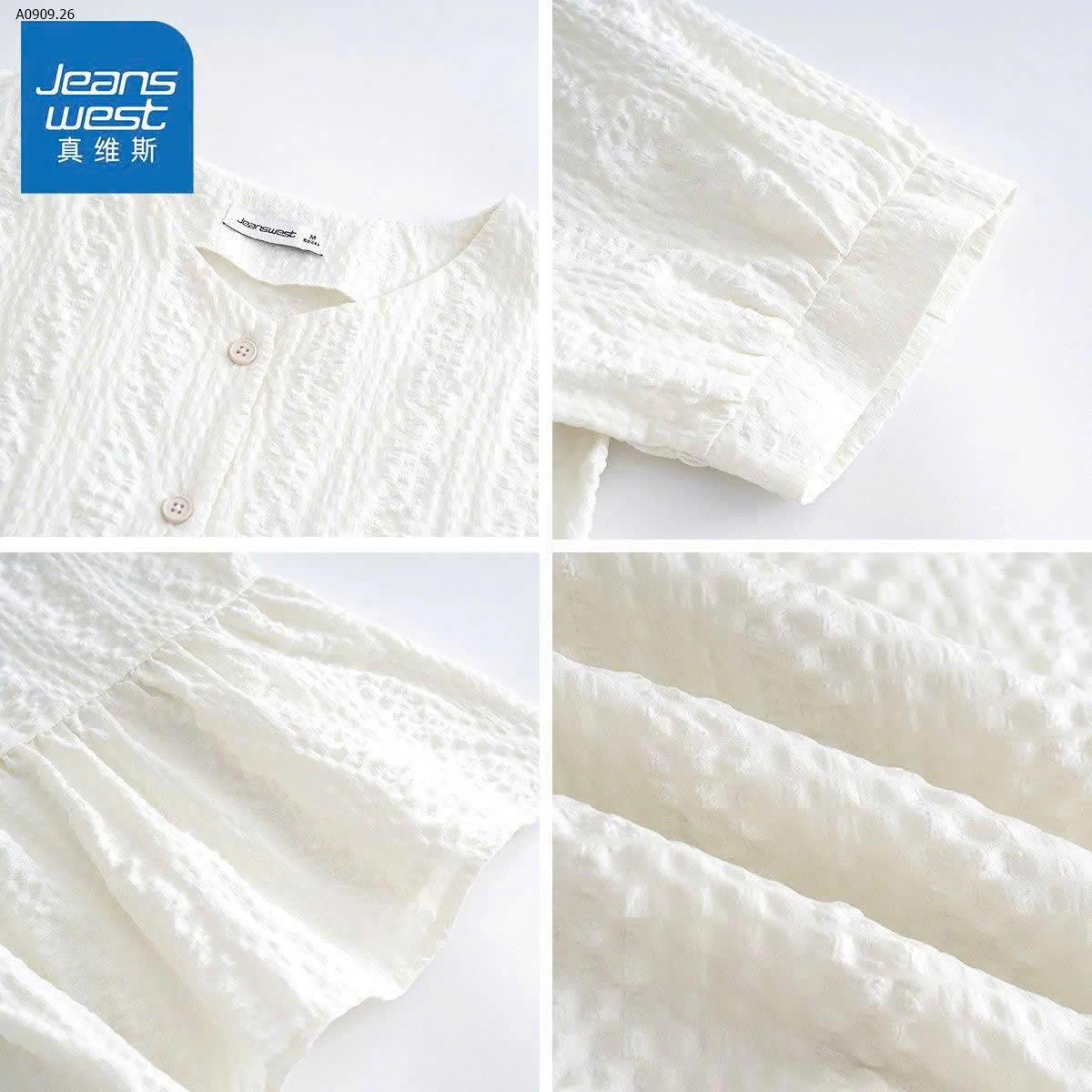 ÁO SƠ MI CỔ V TAY BỒNG JEANSWEST NỮ Sỉ giá 308k