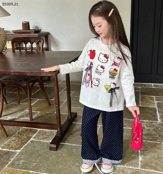  ÁO PHÔNG KITTY DÀI TAY BG -Giá sỉ 90-130: 55k      140-170: 65k