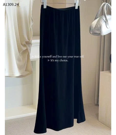 CHÂN VÁY NHUNG XOÈ DÁNG DÀI ANNA  - sỉ 165k