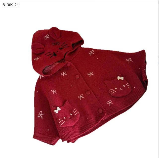   ÁO CHOÀNG LEN MÈO NƠ CHO BÉ-Giá sỉ 210k