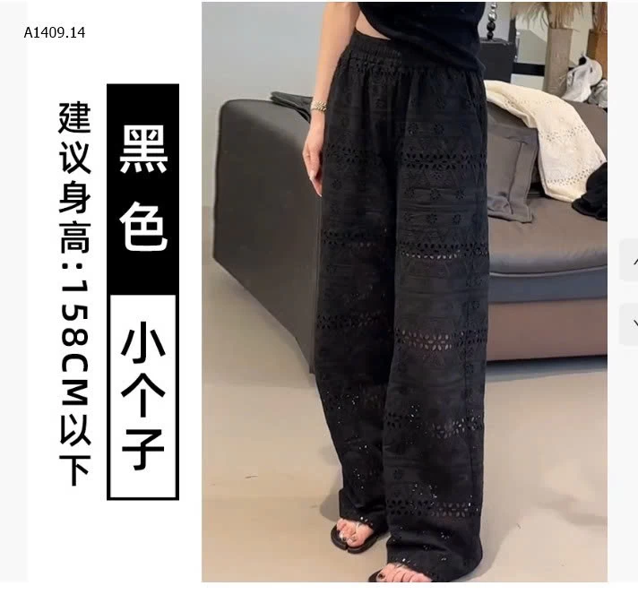 QUẦN ỐNG RỘNG REN KHOÉT LỖ NỮ MÙA HÈ 2025- sỉ 190k