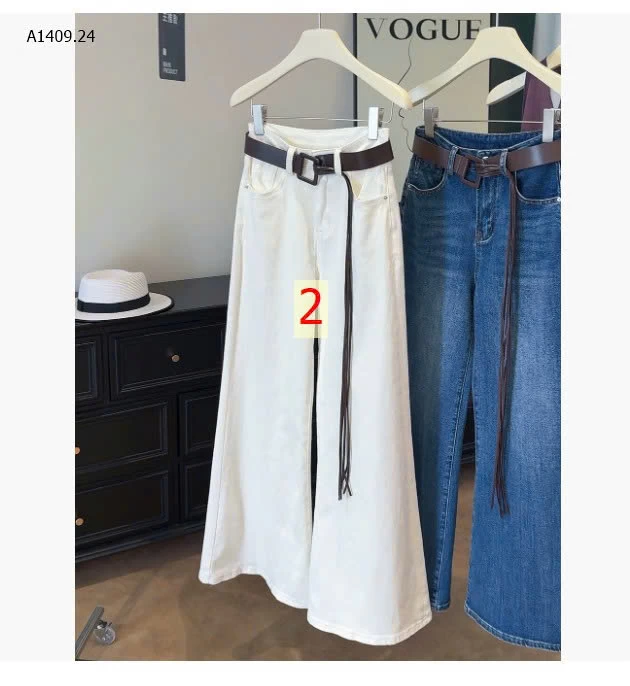 QUẦN ỐNG RỘNG LOE DENIM KÈM THẮT LƯNG ANNA  - sỉ 295k