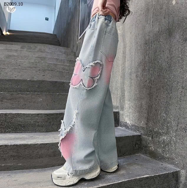 Quần jeans suông cánh bướm cho bé gái  -Giá sỉ 185k