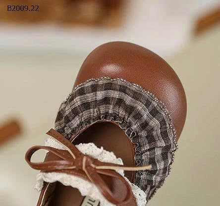 GIÀY BÚP BÊ PHỐI VẢI CARO VIỀN REN -Giá sỉ  sz 21-25: 129k  sz 26-30: 139k 