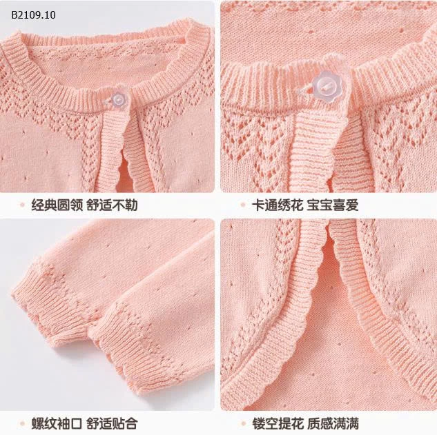 Áo khoác len cardigan cotton dệt kim họa tiết hoa nhỏ cho bé gái-Giá sỉ 118k 