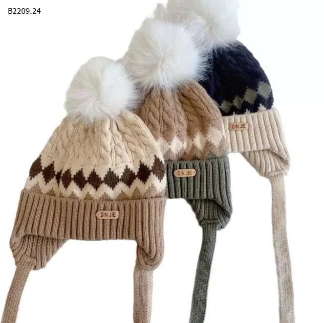 Mũ len dệt kim kim cương jacquard-Giá sỉ 36k