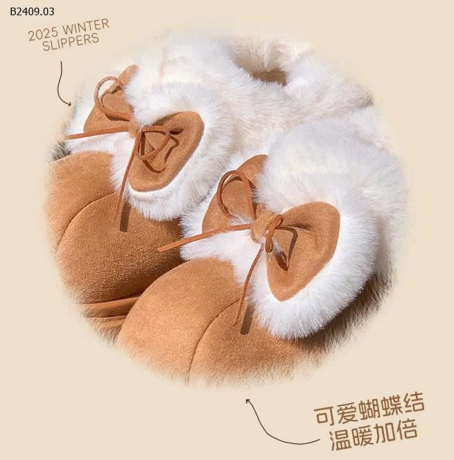 Giày da lộn cotton thắt nơ cổ giữa mới cho nữ - sỉ giá 118k