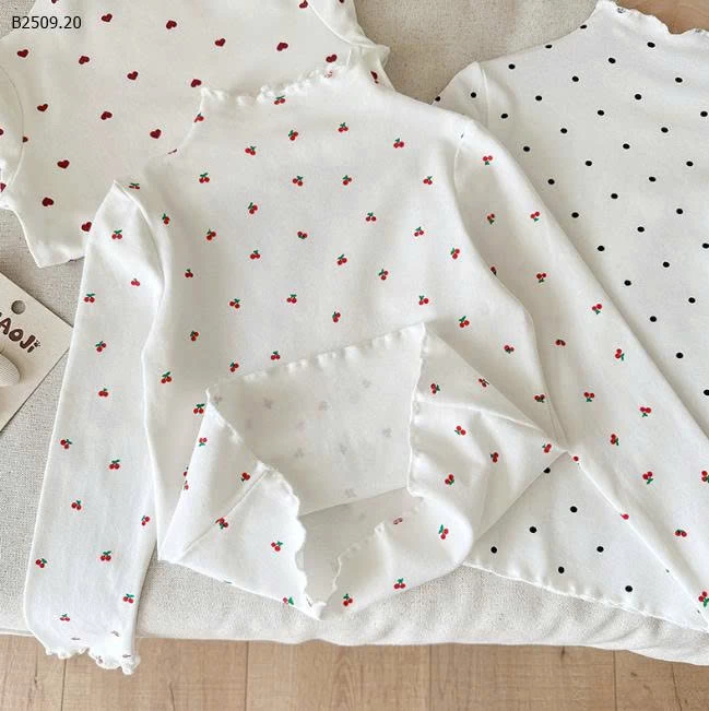 Áo thun dài tay họa tiết chấm bi cho bé gái -giá sỉ  loại thường giá 88k loại lót nhung giá 108k