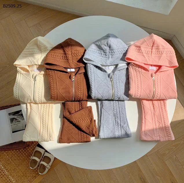 Bộ đồ len có mũ trùm đầu thu đông cho bé - sỉ giá 225k/bộ 