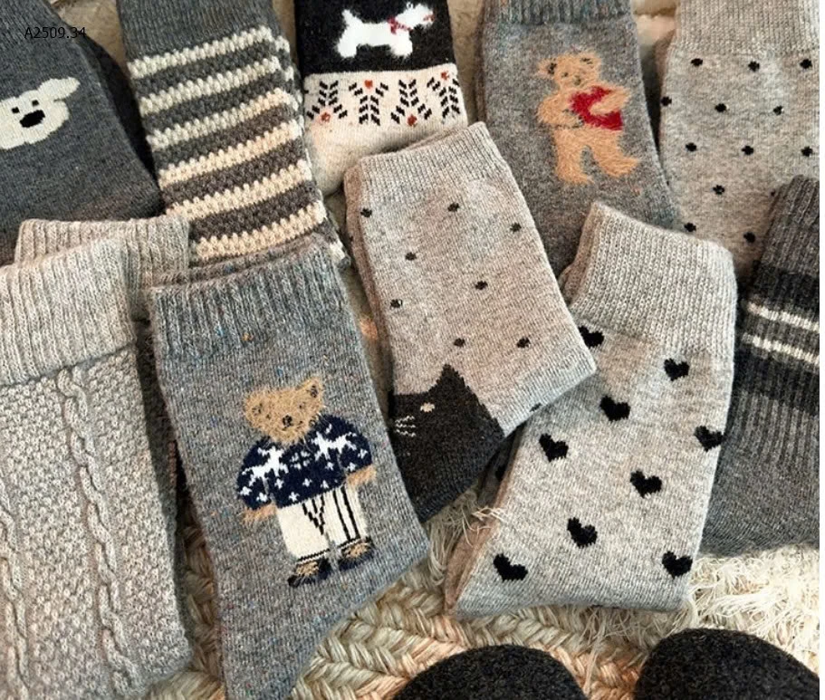 SET 10Đ TẤT GẤU TONE XÁM CỰC ĐẸP-Giá sỉ 82k.1 set 10 đôi mix màu 