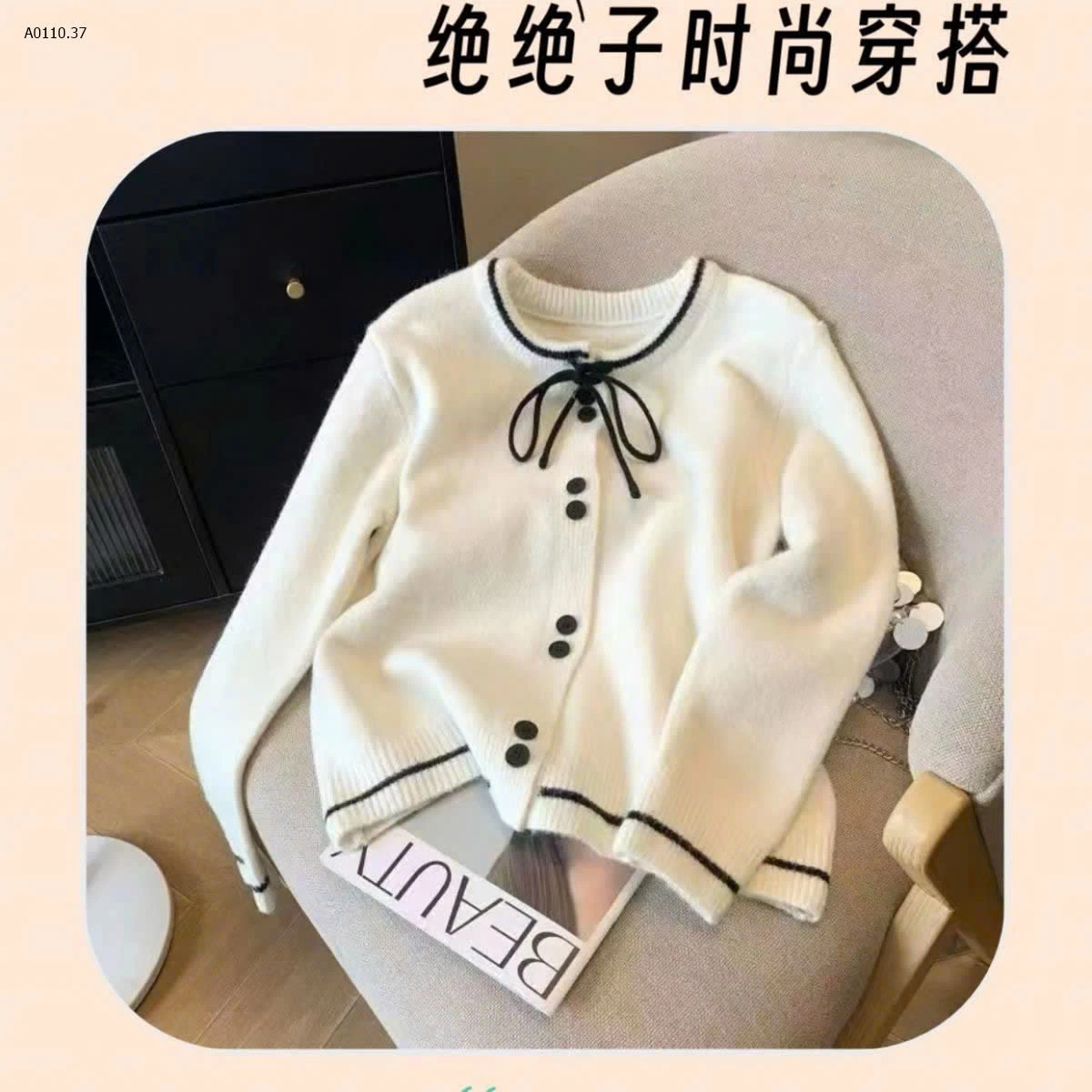 ÁO LEN BUỘC NƠ PHỐI CÚC- sỉ 127k