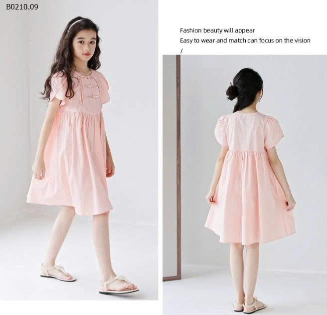 VÁY HỒNG TAY BỒNG CÚC TÀU SZ ĐẠI-Giá sỉ size 120-160: 176k  size 170: 215k 
