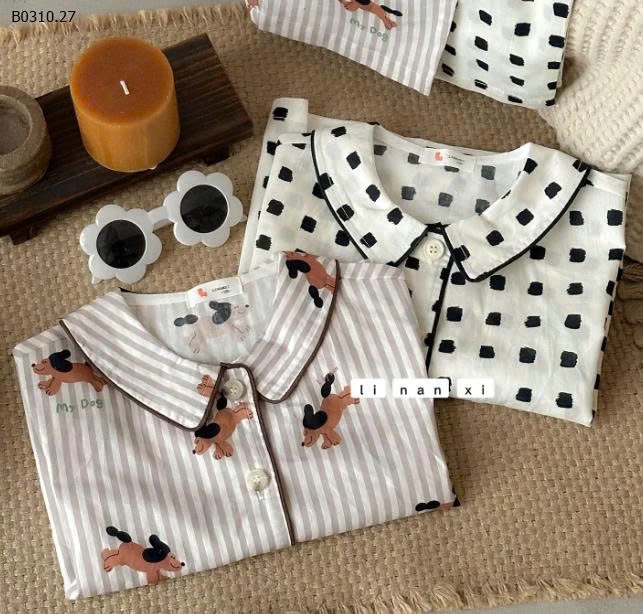 Bộ đồ ngủ trẻ em hoạt hình ve áo loại A nhà Linanxi -Sỉ 185k