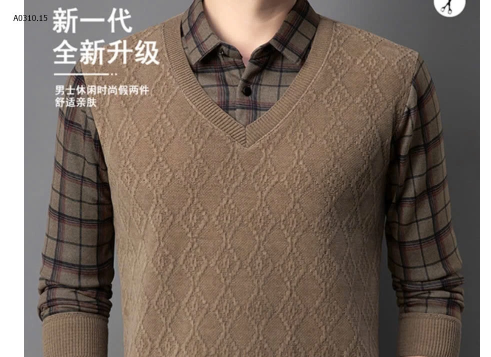 ÁO LEN CỔ SƠ MI NAM LÓT LÔNG- sỉ 205k