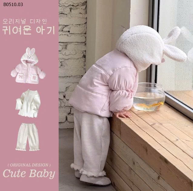 ÁO KHOÁC THỎ HỒNG BG-Giá sỉ 353k