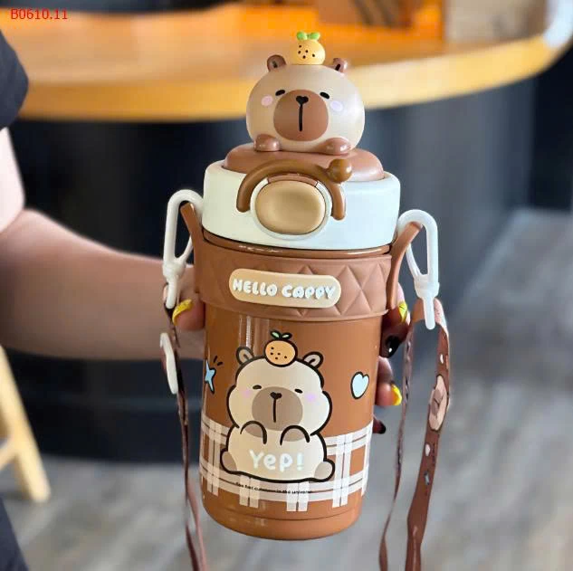 BÌNH GIỮ NHIỆT CAPYBARA KÈM DÂY ĐEO CHO TRẺ EM -Giá sỉ 188k