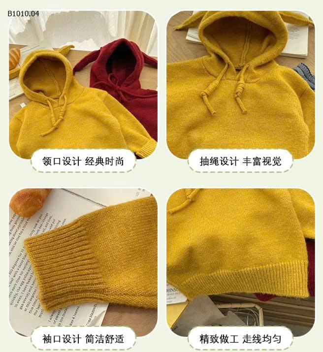 ÁO LEN CÓ MŨ BT- Giá sỉ 163K