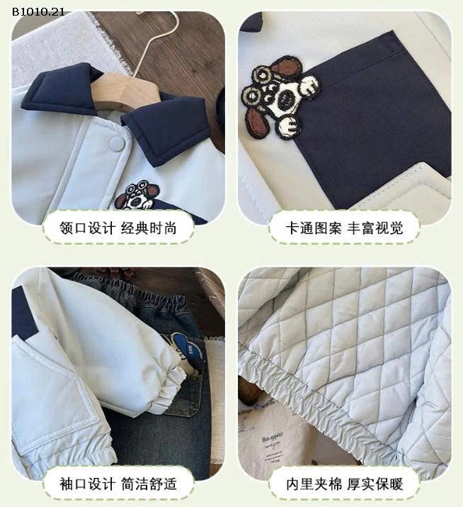 ÁO KHOÁC CHẦN BÔNG HÌNH CÚN BT- Giá sỉ 219k