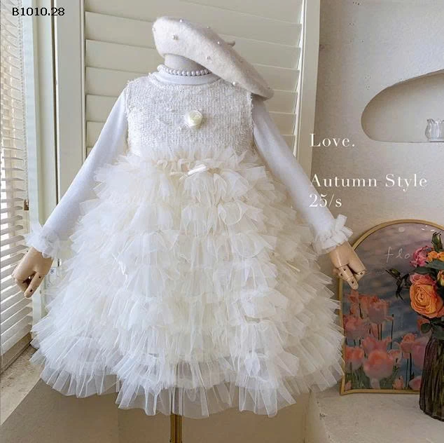 VÁY CÔNG CHÚA CHO BÉ GÁI DẠ PHỐI REN  - sỉ 301k