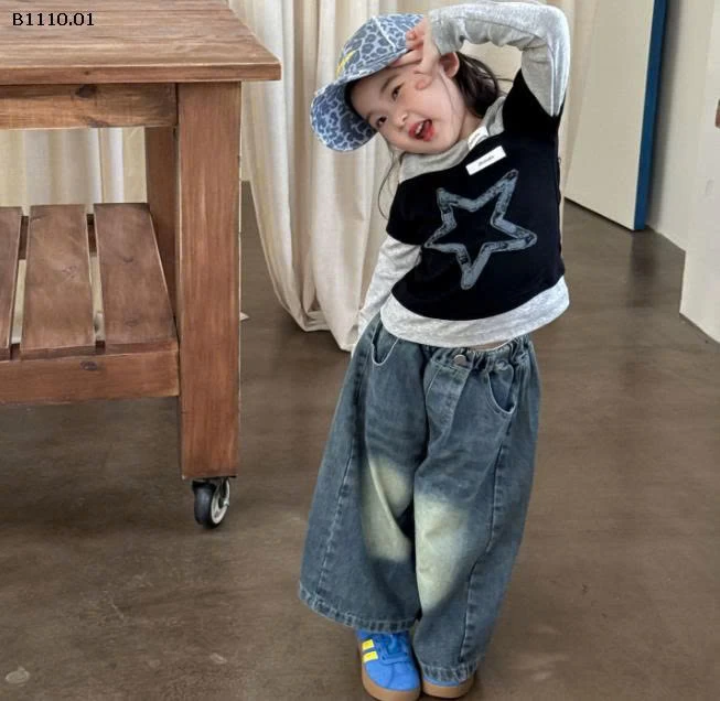 SET ÁO THUN SAO MIX QUẦN JEAN MÀI BG - Giá sỉ áo 139k, quần 185k 