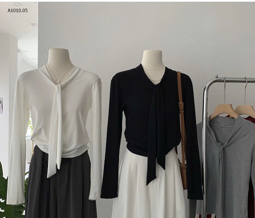 ÁO THUN DÀI TAY GIẢ KHĂN NỮ- sỉ 145k