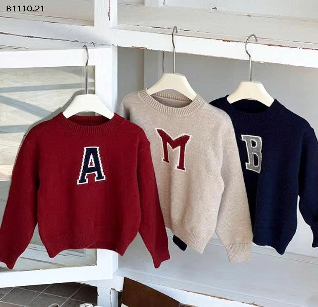 ÁO LEN CHỮ AMBBKIDS-Giá sỉ sz  90-150: 145k   sz    160: 155k