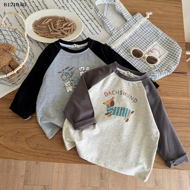 ÁO THUN DÀI TAY HỌA TIẾT CHÓ DACHSHUND -Giá sỉ 89k