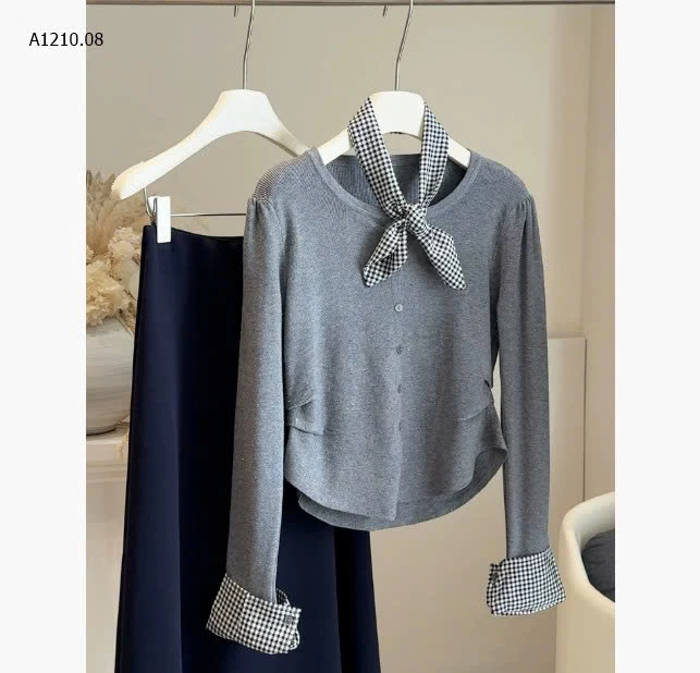 ÁO CARDIGAN PHỐI KẺ ANNA - sỉ 202k