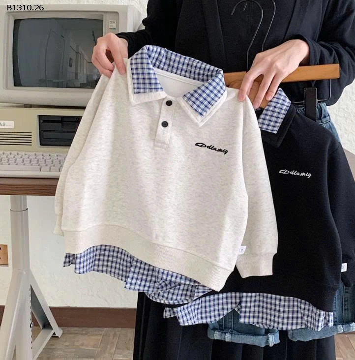 Áo nỉ phối sơ mi kẻ caro-Giá sỉ 152k