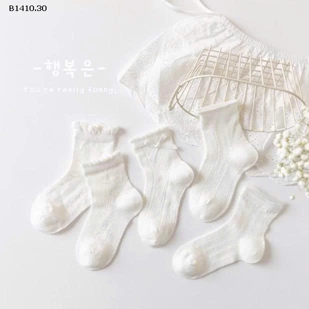 set 5 đôi tất Thoáng mỏng phối đồ bánh bèo -Giá sỉ 46k/1 set 5đ