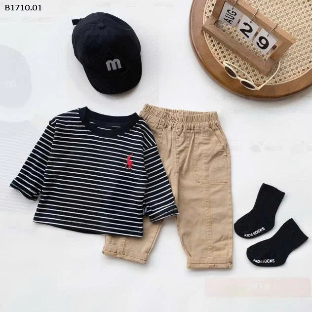 SET ÁO KẺ MIX QUẦN KAKI BT-Giá sỉ mẫu 1-2 áo : 102k  mẫu 3-4 quần : 134k 