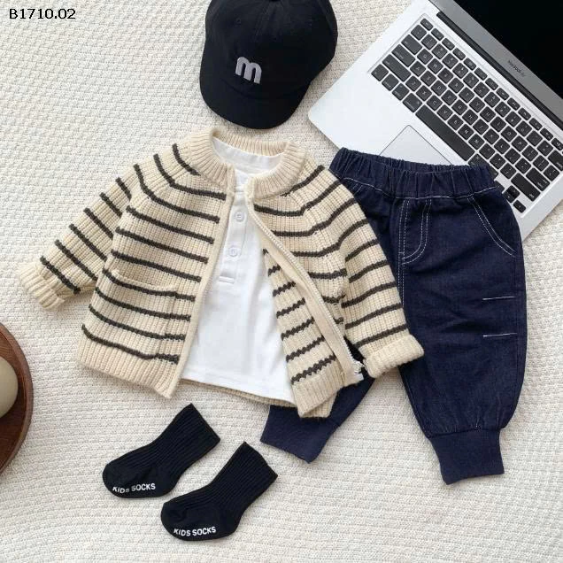 ÁO CARDIGAN KẺ PHỐI QUẦN CHO BT-Giá sỉ Áo: 165k  Quần: 168k 