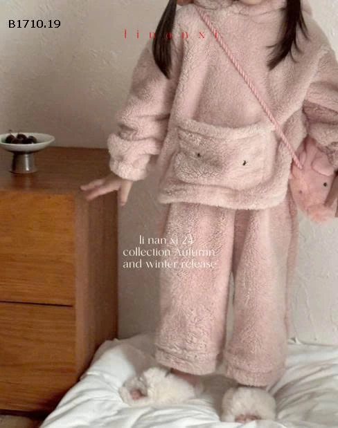 Bộ đồ ngủ nhung hoạt hình thu đông cho bé gái  - sỉ 175k