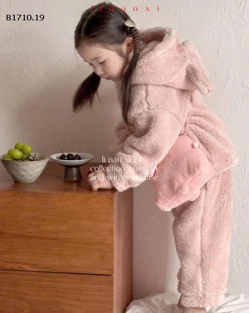 Bộ đồ ngủ nhung hoạt hình thu đông cho bé gái  - sỉ 175k