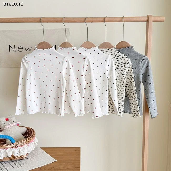 Áo thun dài tay nhún bèo họa tiết chấm bi cho bé gái 1- sỉ giá  mẫu 1-5 : loại thường : 94k mẫu 6-9 : loại lót nhung : 109k 